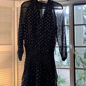 Lucila Metallic Long Sleeve Mini Dress Black